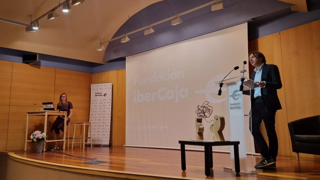 Rosa Molina y Javier Olivera, en el Centro Fundación Ibercaja. Foto Myriam Martínez