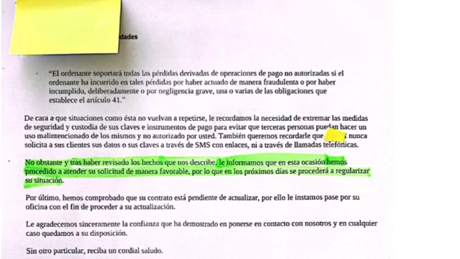 Contestación del Defensor del Cliente