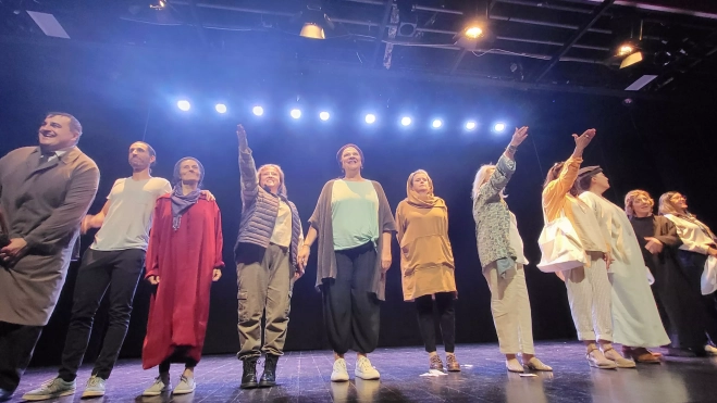 Actuación de Alboroque en la Muestra de Teatro y Danza Joven de Huesca. Foto Mercedes Manterola