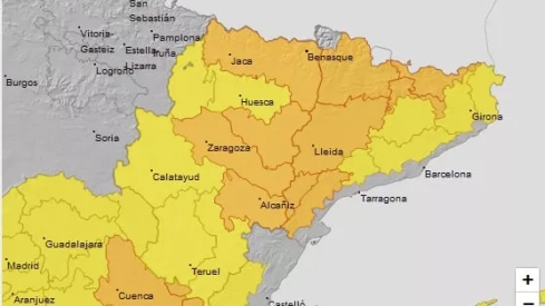 Mapa de Aragón para el jueves, 1