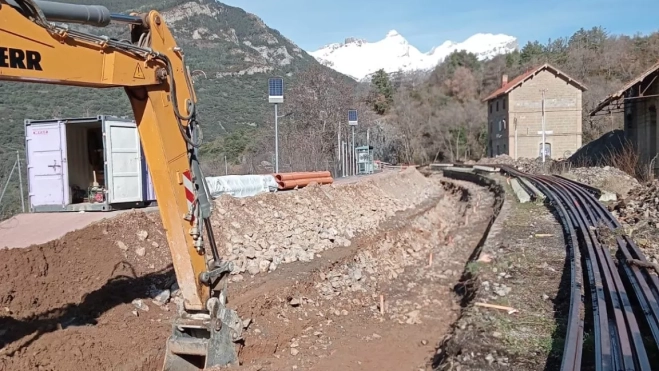 Obras en la línea del Canfranc.