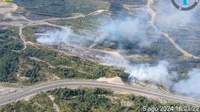 Imagen del estado del incendio que afecta provisionalmente a 7 hectáreas de terreno.