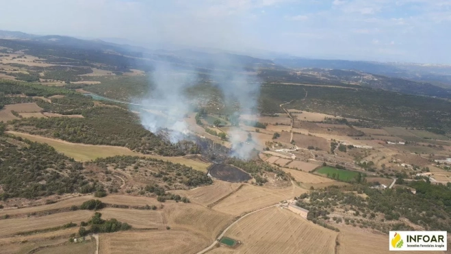 Incendio declarado este jueves en Camporrells.