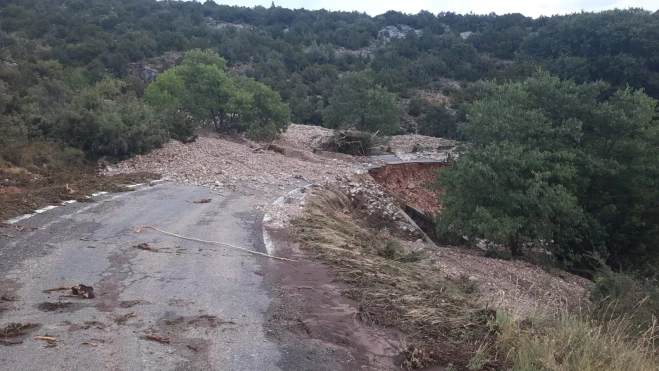 Efectos de las intensas lluvias en la zona de la Sierra de Guara.