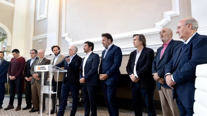 Rueda de prensa en el hotel de la Estación de Canfranc.