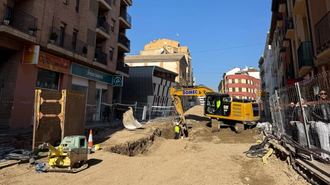 Estado de las obras de reurbanización del Coso Alto.