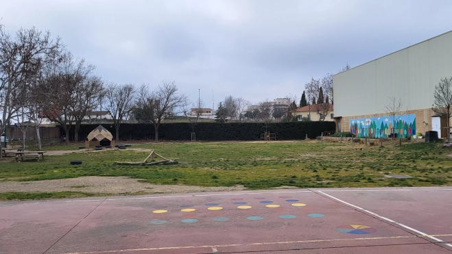 Imagen del estado de la primera zona en la que está previsto actuar en el Colegio Alcoraz.