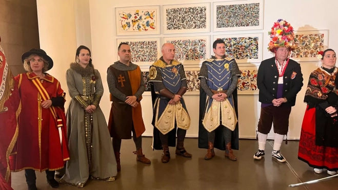 Protagonistas de la fiesta en la presentación en Huesca. Protagonistas de la fiesta en la presentación en Huesca.